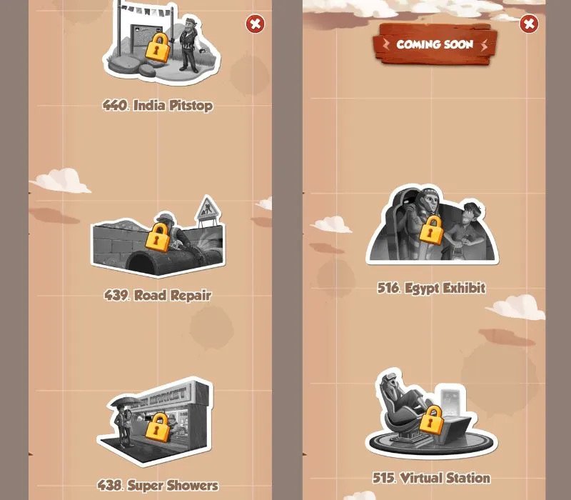 Người chơi Coin Master xây dựng làng với chi phí qua các cấp độ