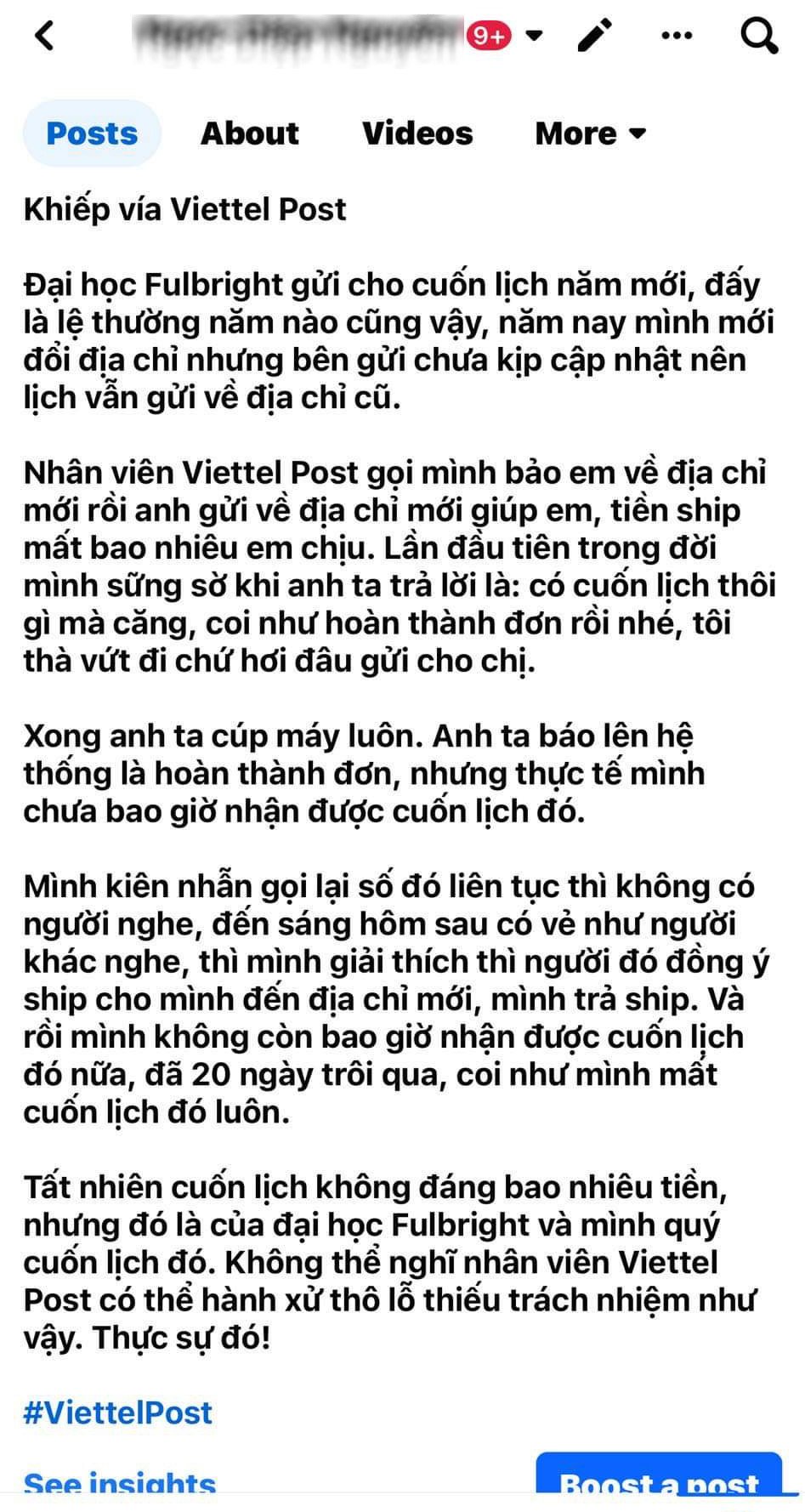 Người dùng bức xúc với thái độ nhân viên khi sử dụng dịch vụ giao hàng Viettel Post