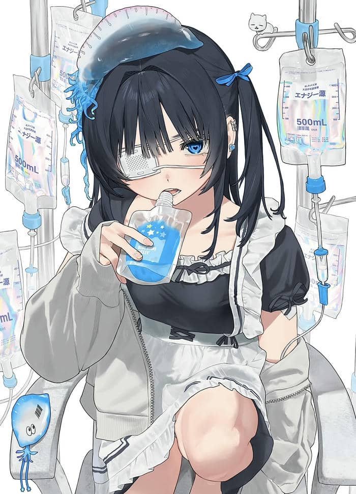 nhân vật anime nữ truyền nước