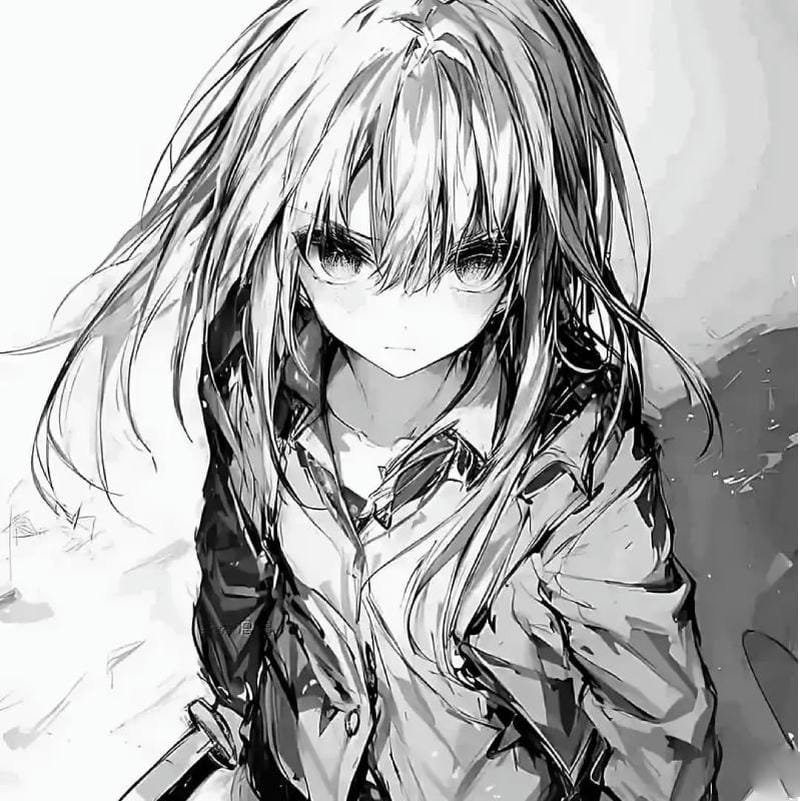 nữ trầm tư trong avatar đen trắng