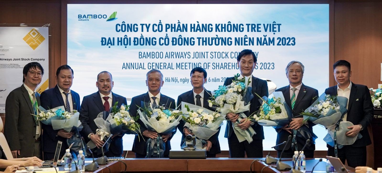 Ông Trần Hòa Bình tại Đại hội đồng cổ đông Bamboo Airways 2023