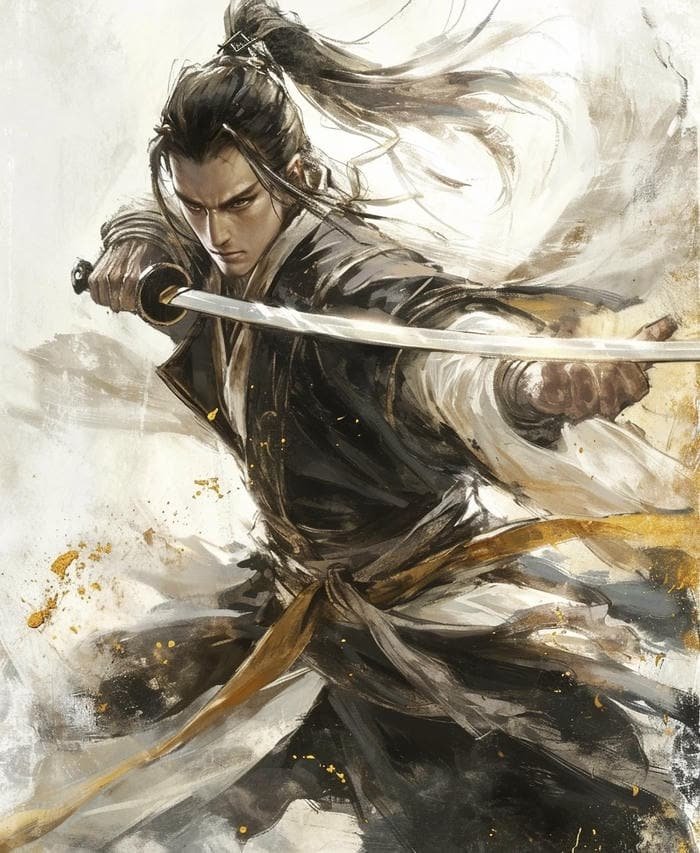 tấm Ảnh nam cầm kiếm katana anime ấn tượng