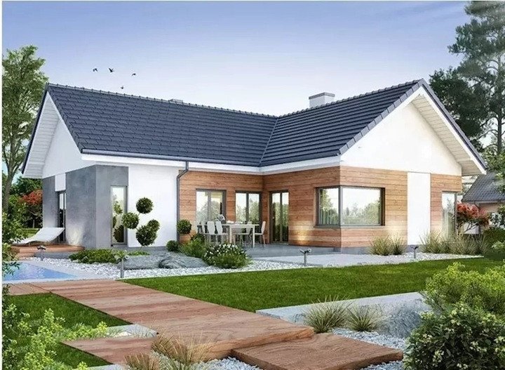 Thiết kế nhà 2 tầng hiện đại ở quê với kinh phí 1 tỷ đồng có sân vườn rộng rãi