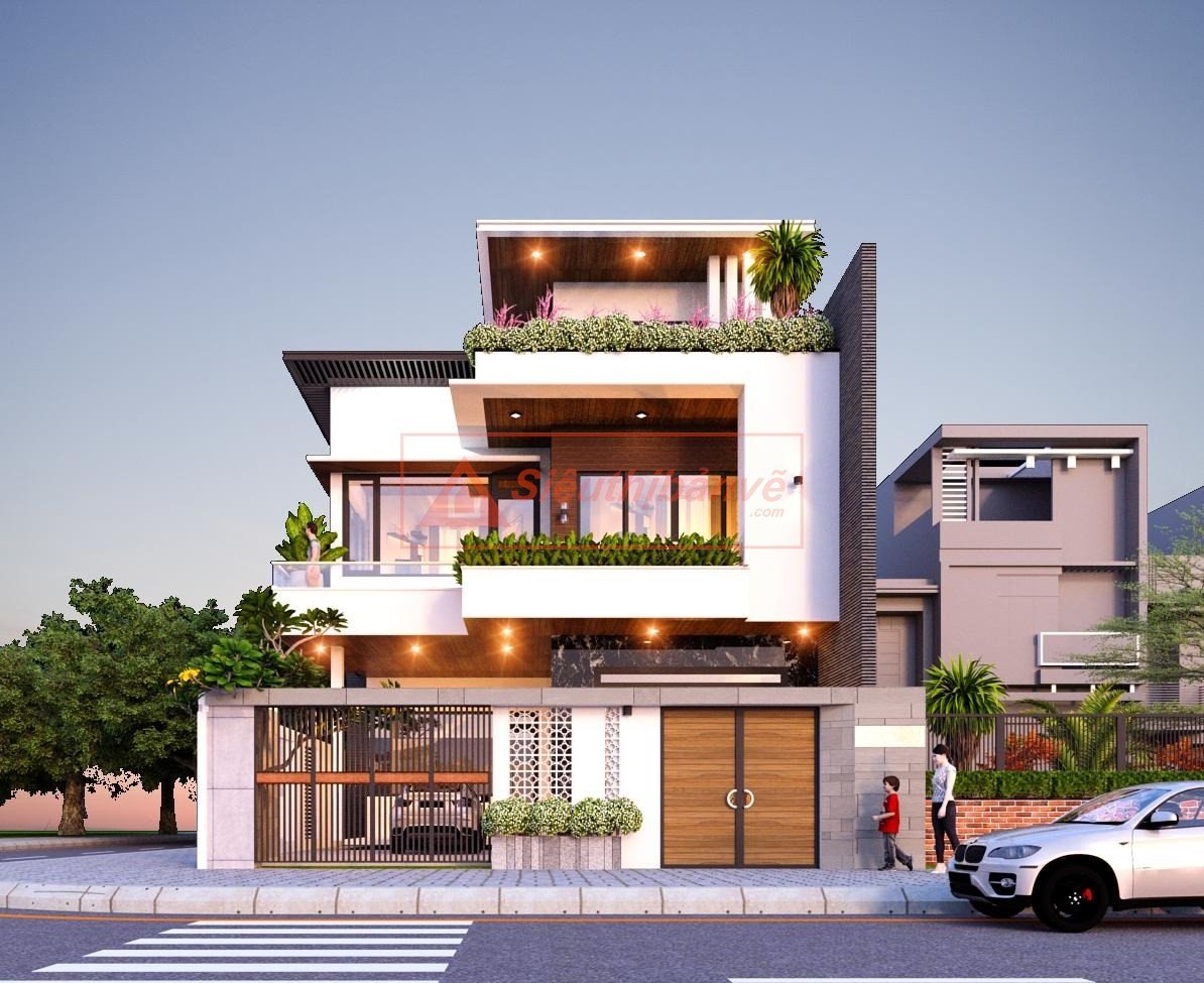 Thiết kế nhà 3 tầng 100m2 mái bằng hiện đại, ảnh hưởng chi phí xây dựng