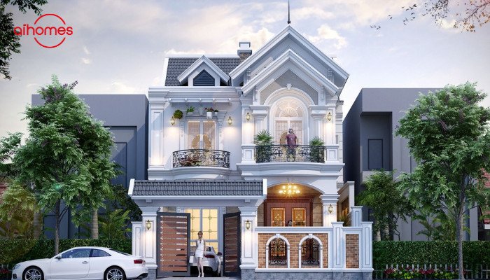 Thiết kế nhà phố 2 tầng tân cổ điển sang trọng ở Phú Yên