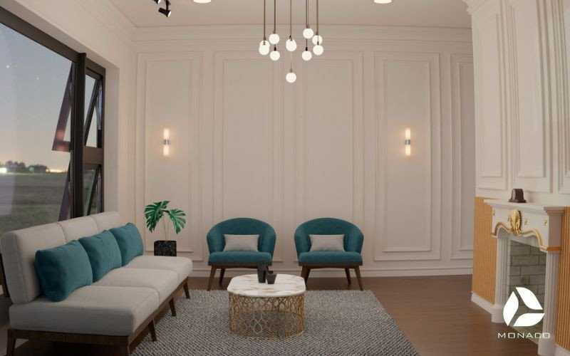 Thiết kế nội thất đơn giản cho nhà 1 tầng 80m2 hiện đại