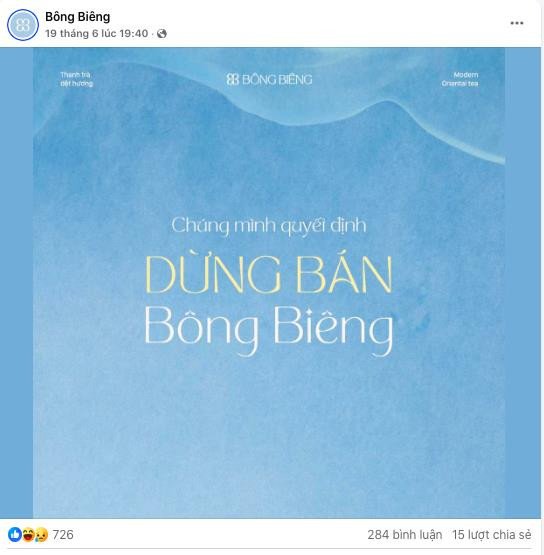Thông báo Bông Biêng dừng bán gây xôn xao cộng đồng mạng