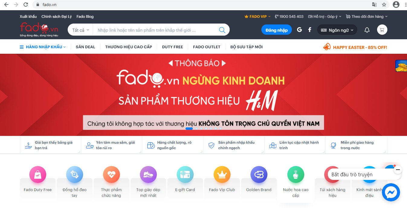 Thông báo từ Fado về quyết định ngừng kinh doanh H&M liên quan vấn đề bản đồ