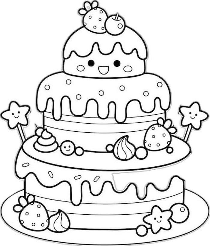 tô màu bánh sinh nhật đáng yêu
