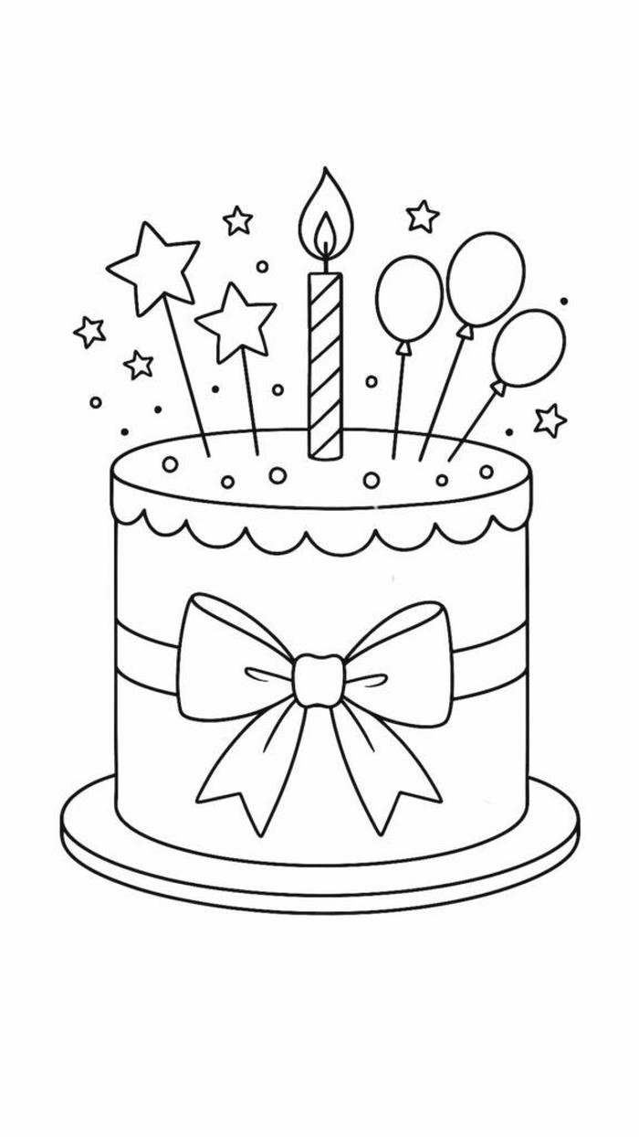 tô màu bánh sinh nhật dễ vẽ