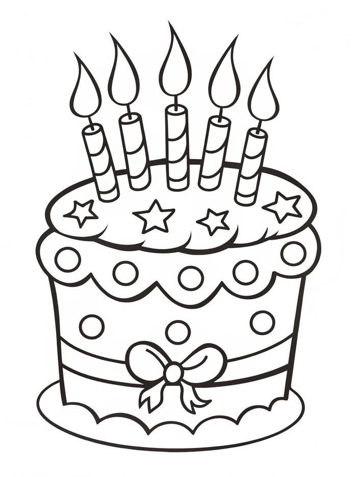 tô màu bánh sinh nhật đơn giản