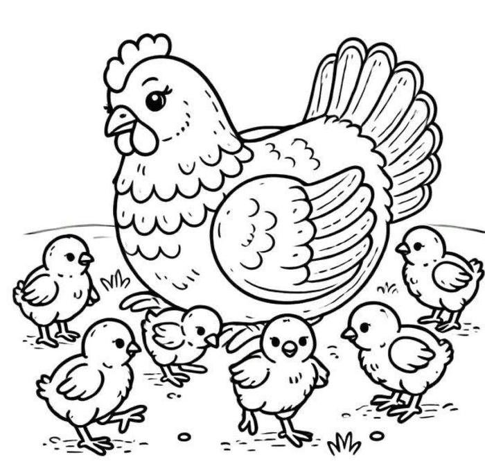 tô màu con gà cho bé mầm non