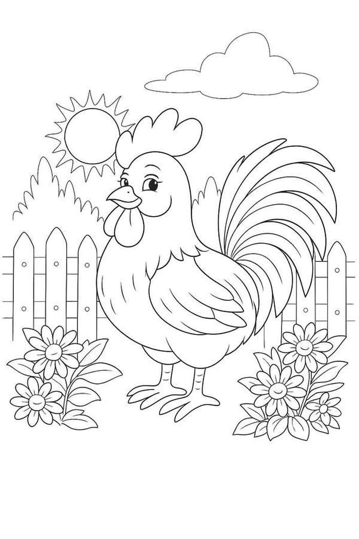 tô màu con gà giúp bé sáng tạo