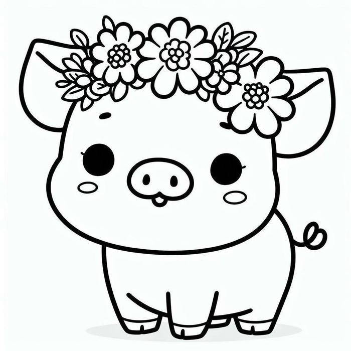 tô màu con heo đơn giản