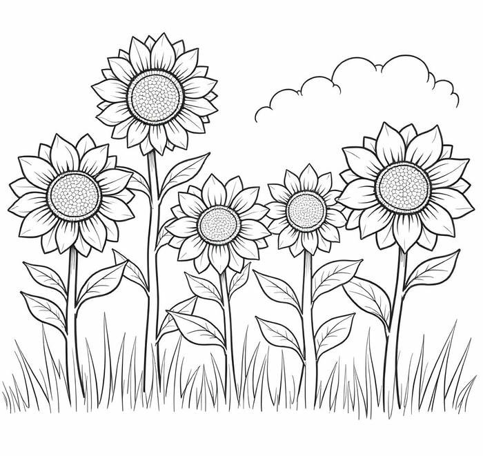 tô màu hoa hướng dương cho bé