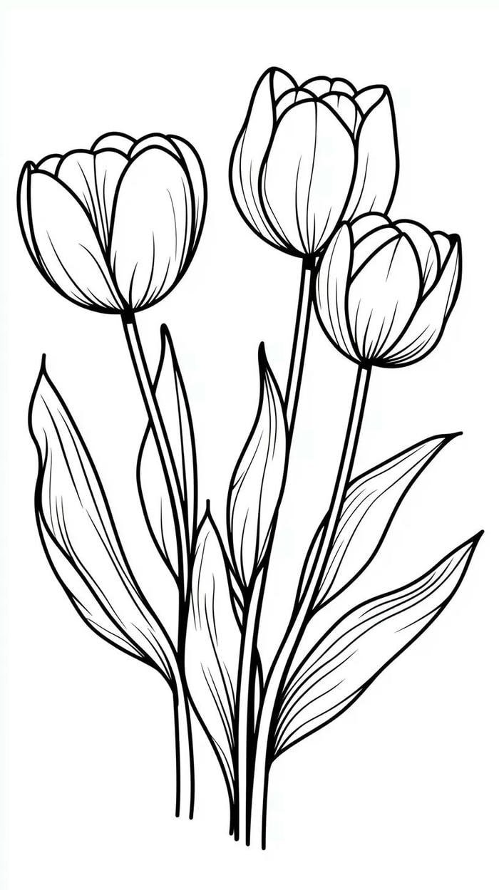 tô màu hoa tulip đẹp dịu dàng