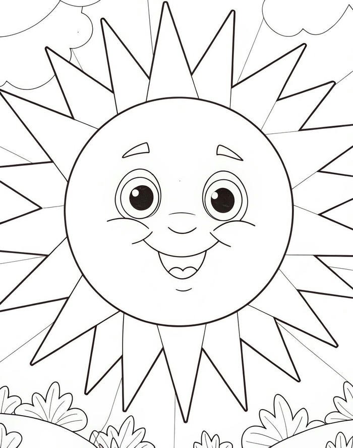 tô màu ông mặt trời đơn giản dễ