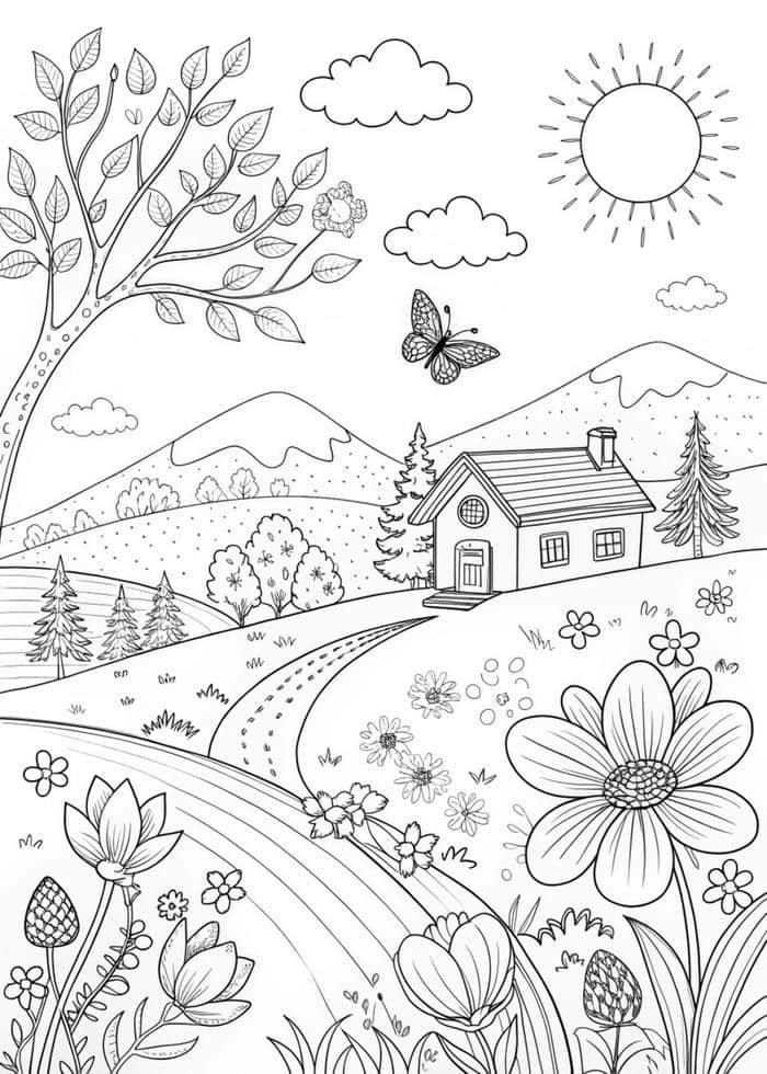 tô màu phong cảnh nhẹ nhàng đẹp