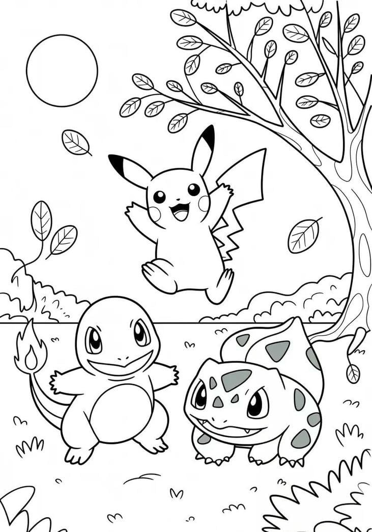 tô màu pikachu cơ bản đẹp