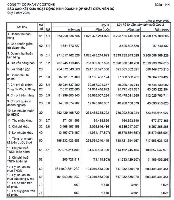 Toàn cảnh hoạt động sản xuất kinh doanh của Vicostone VCS