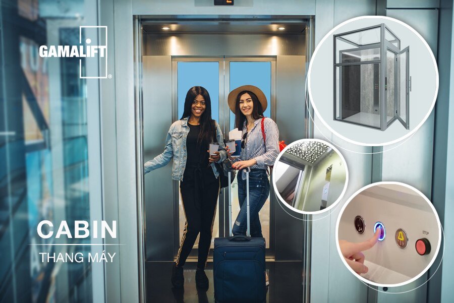 Tổng quan về cabin thang máy gia đình hiện đại với thiết kế hình hộp chữ nhật.