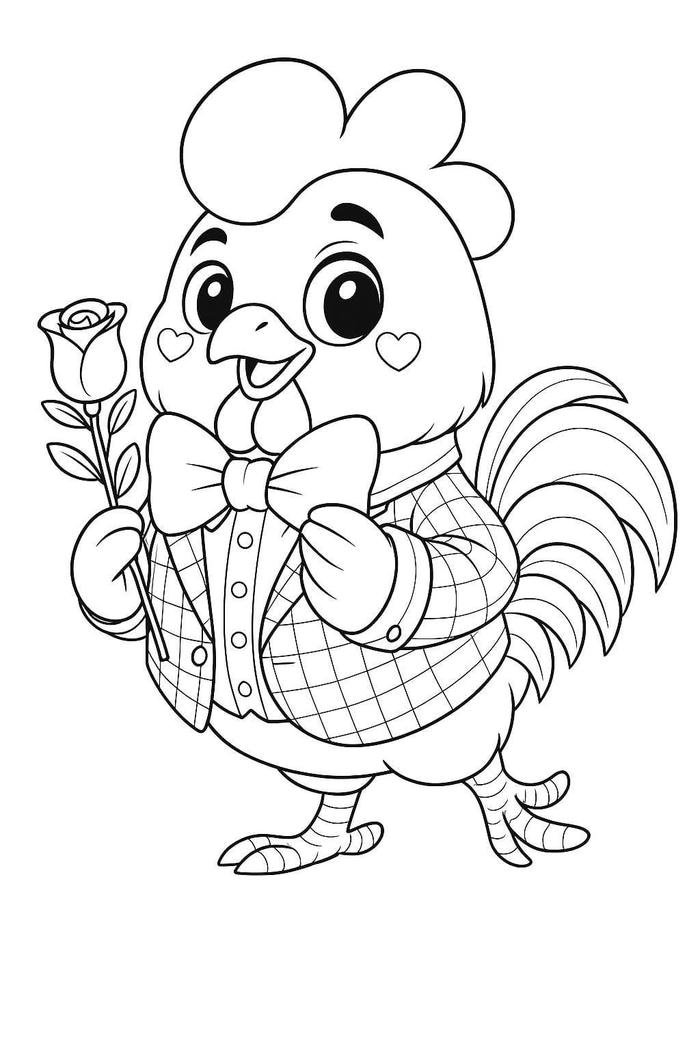 tranh con gà trống cho trẻ tô màu