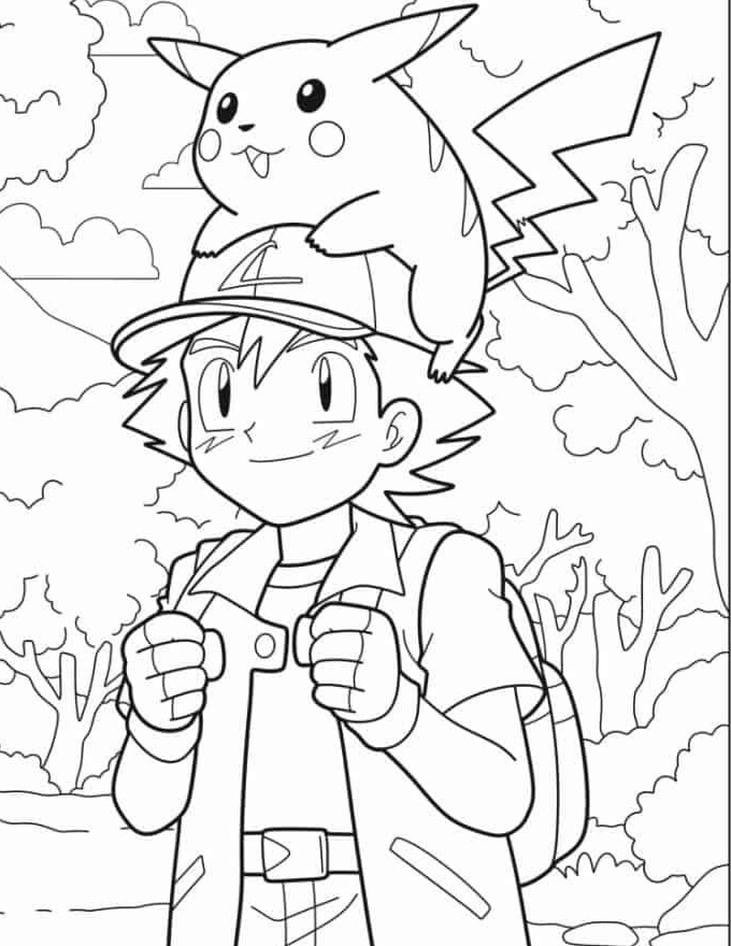 tranh pikachu cơ bản dễ nhìn tô màu