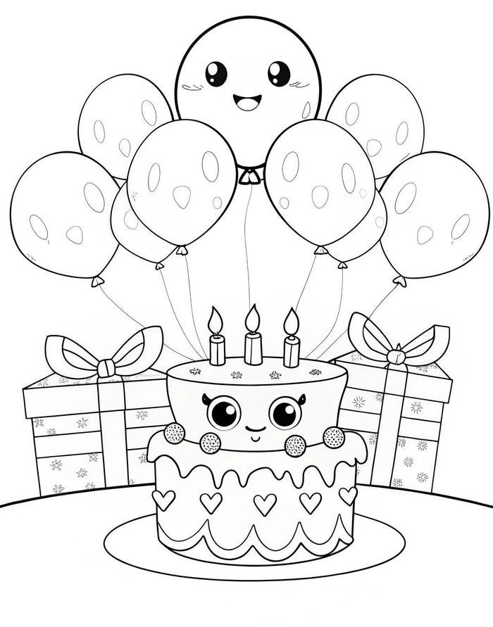 tranh tô màu bánh sinh nhật cho bé