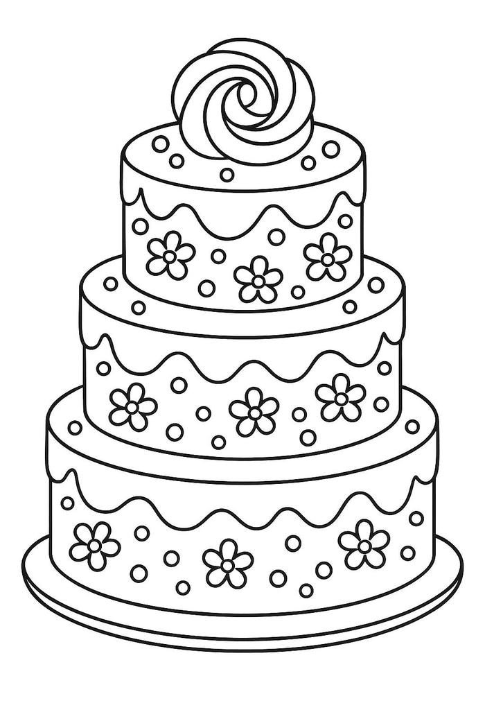 tranh tô màu bánh sinh nhật dễ tô