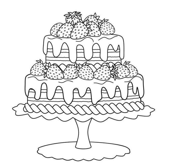 tranh tô màu bánh sinh nhật xinh xắn