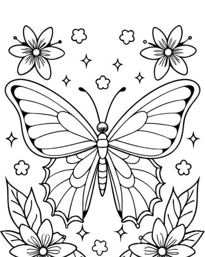 tranh tô màu bướm cho bé