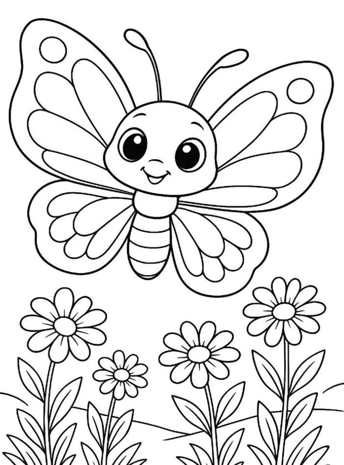 tranh tô màu bướm đáng yêu