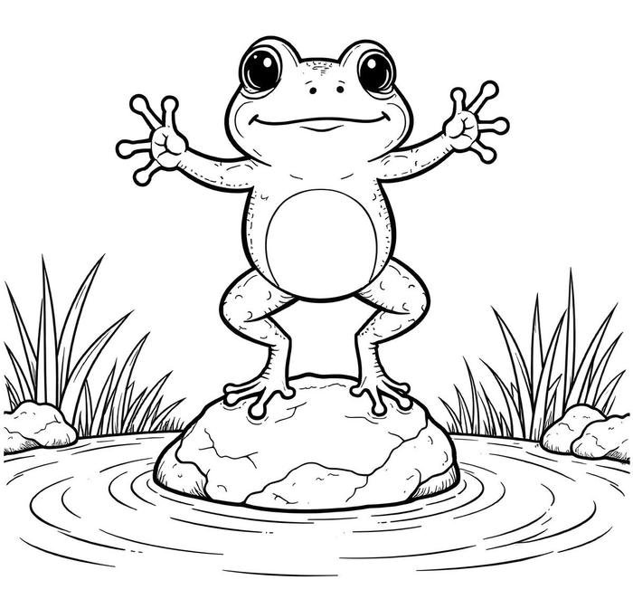 tranh tô màu con ếch đáng yêu