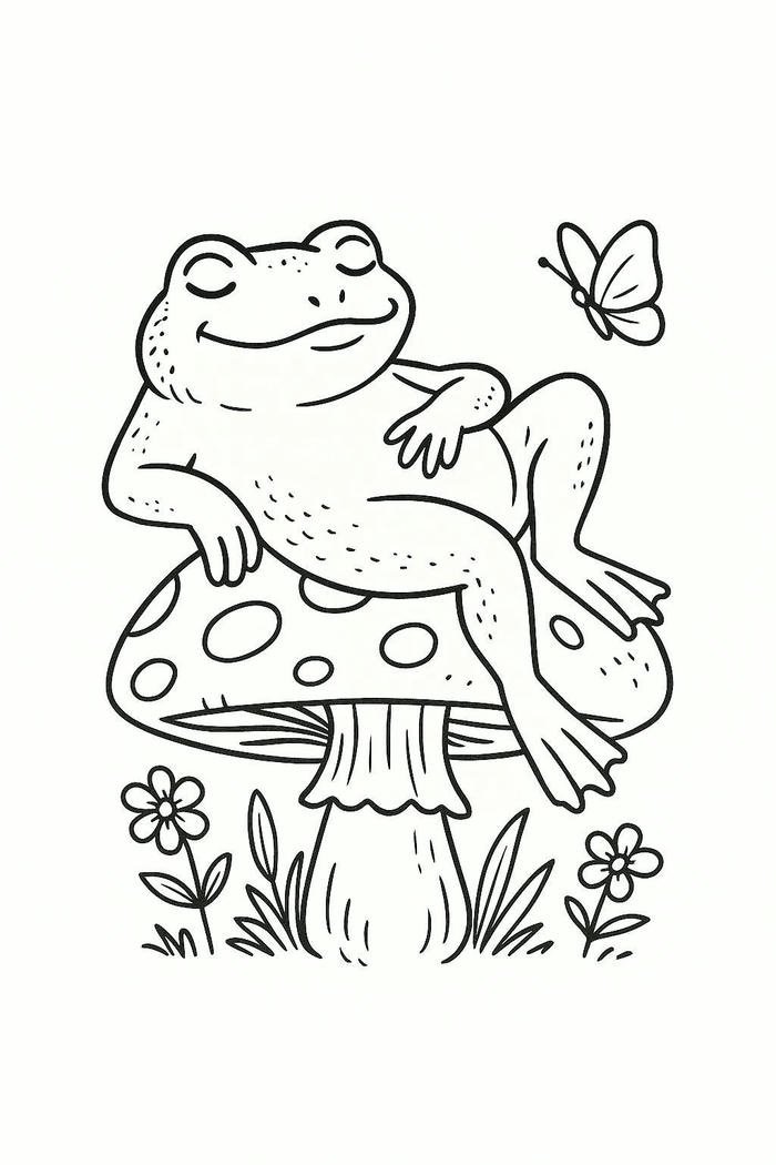 tranh tô màu con ếch dễ phối màu