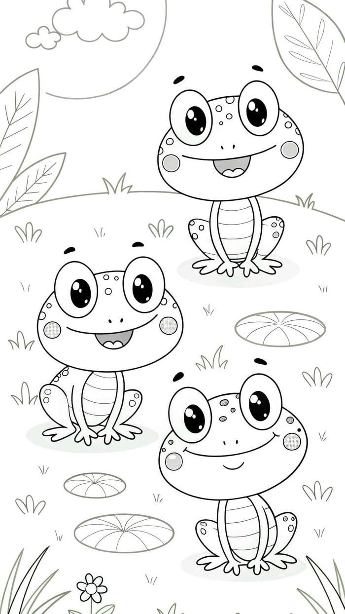 tranh tô màu con ếch đơn giản