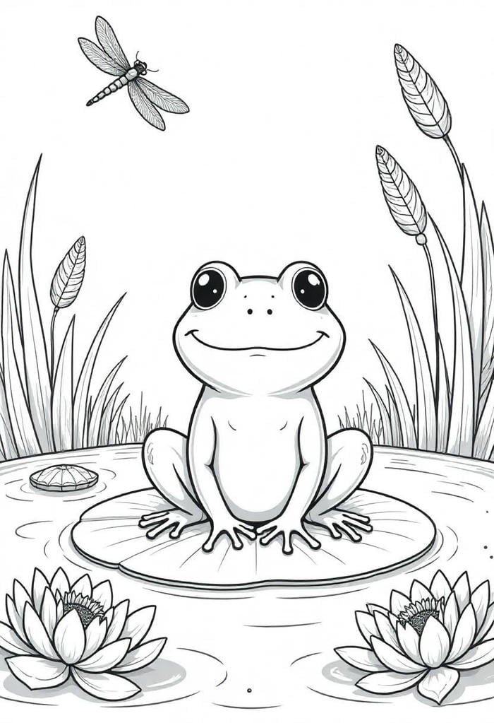 tranh tô màu con ếch ngộ nghĩnh