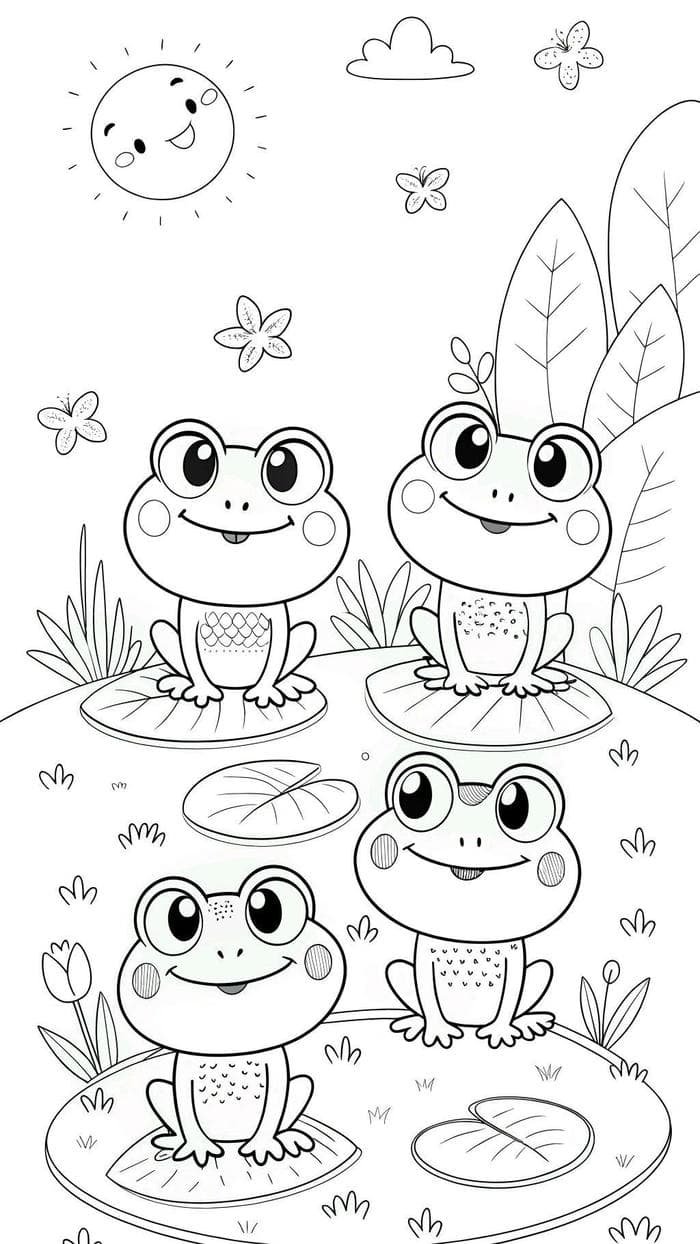 tranh tô màu con ếch xinh đẹp