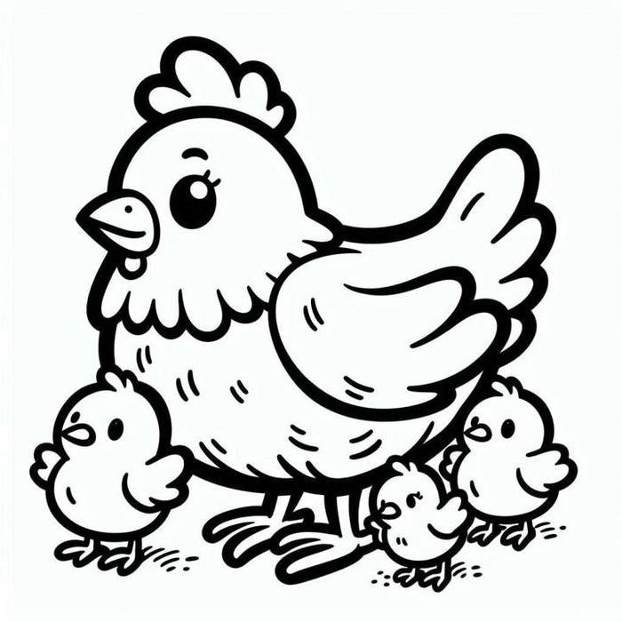 tranh tô màu con gà học tập