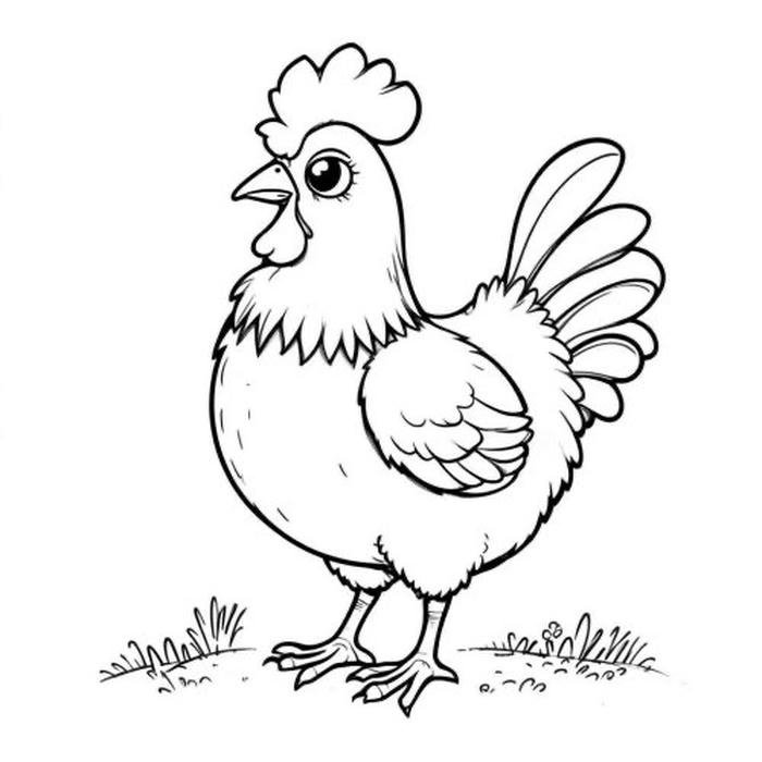 tranh tô màu con gà mái đơn giản