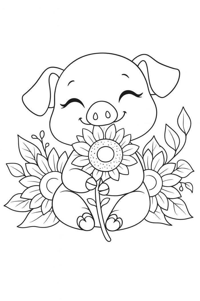 tranh tô màu con heo cực đẹp