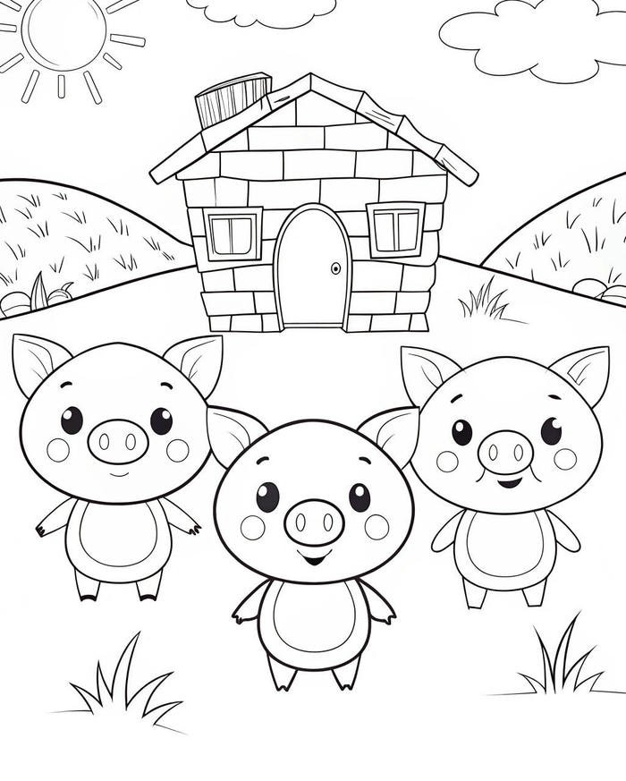 tranh tô màu con heo dễ thương