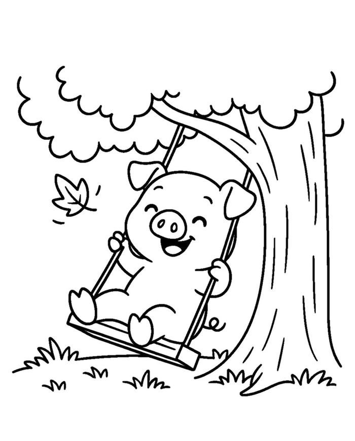 tranh tô màu con heo dễ tô