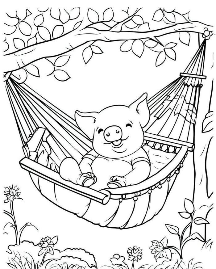 tranh tô màu con heo đẹp mắt