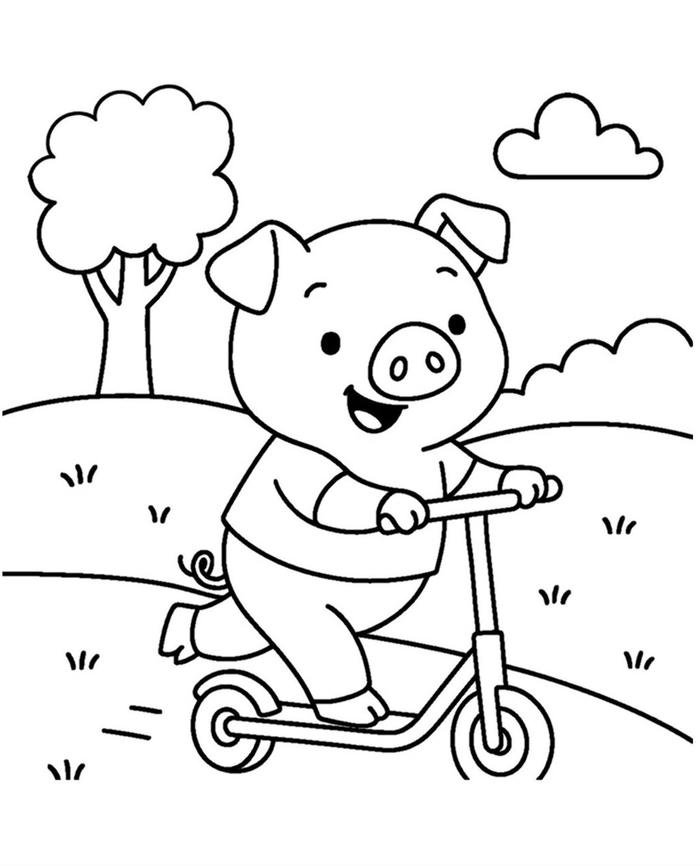 tranh tô màu con heo đơn giản