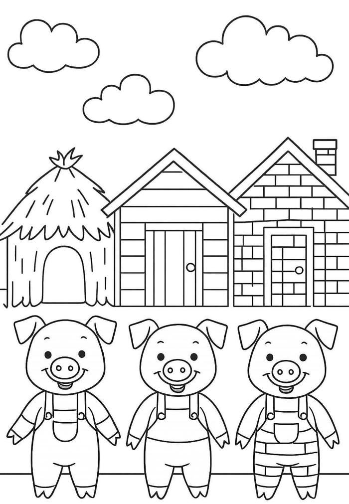 tranh tô màu con heo hoạt hình