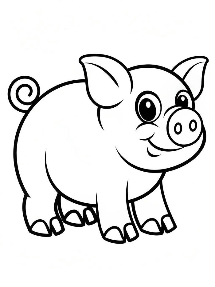 tranh tô màu con heo ngây thơ