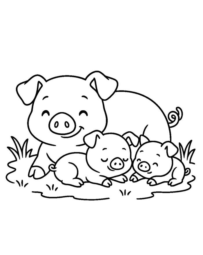 tranh tô màu con heo siêu đẹp