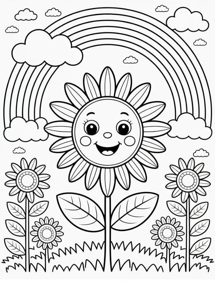 tranh tô màu hoa hướng dương dễ tô