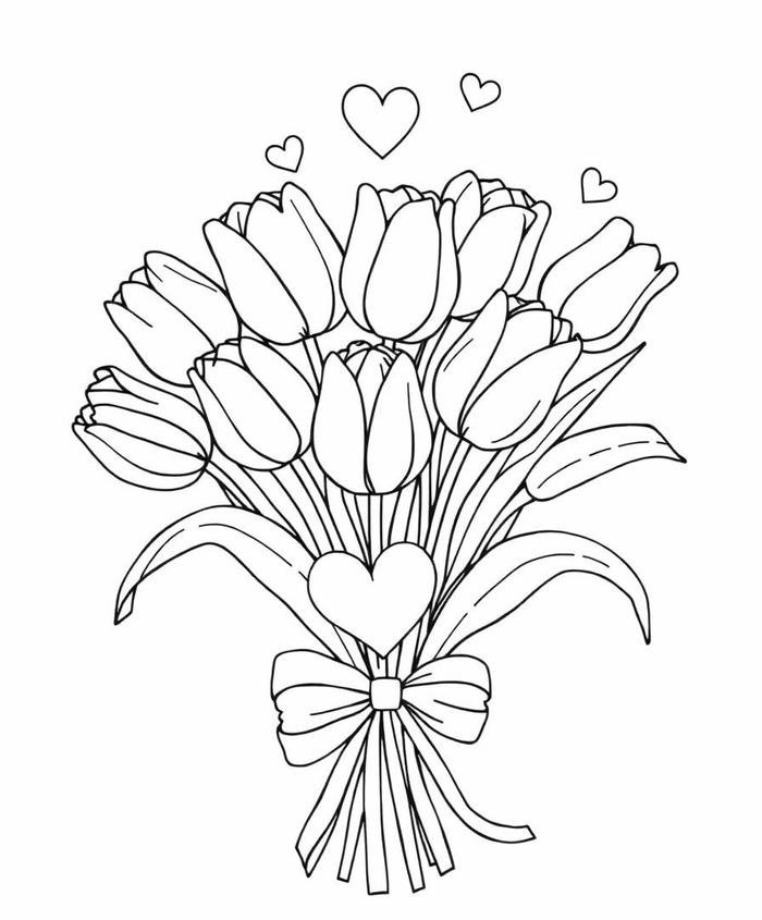 tranh tô màu hoa tulip đẹp