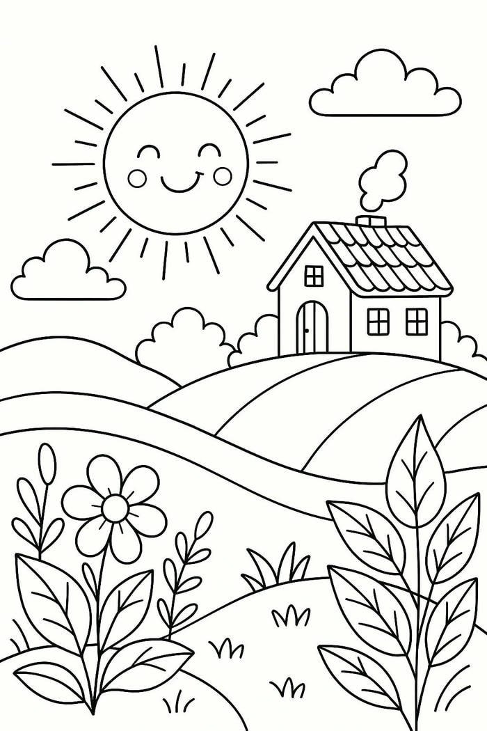 tranh tô màu phong cảnh đẹp nhẹ